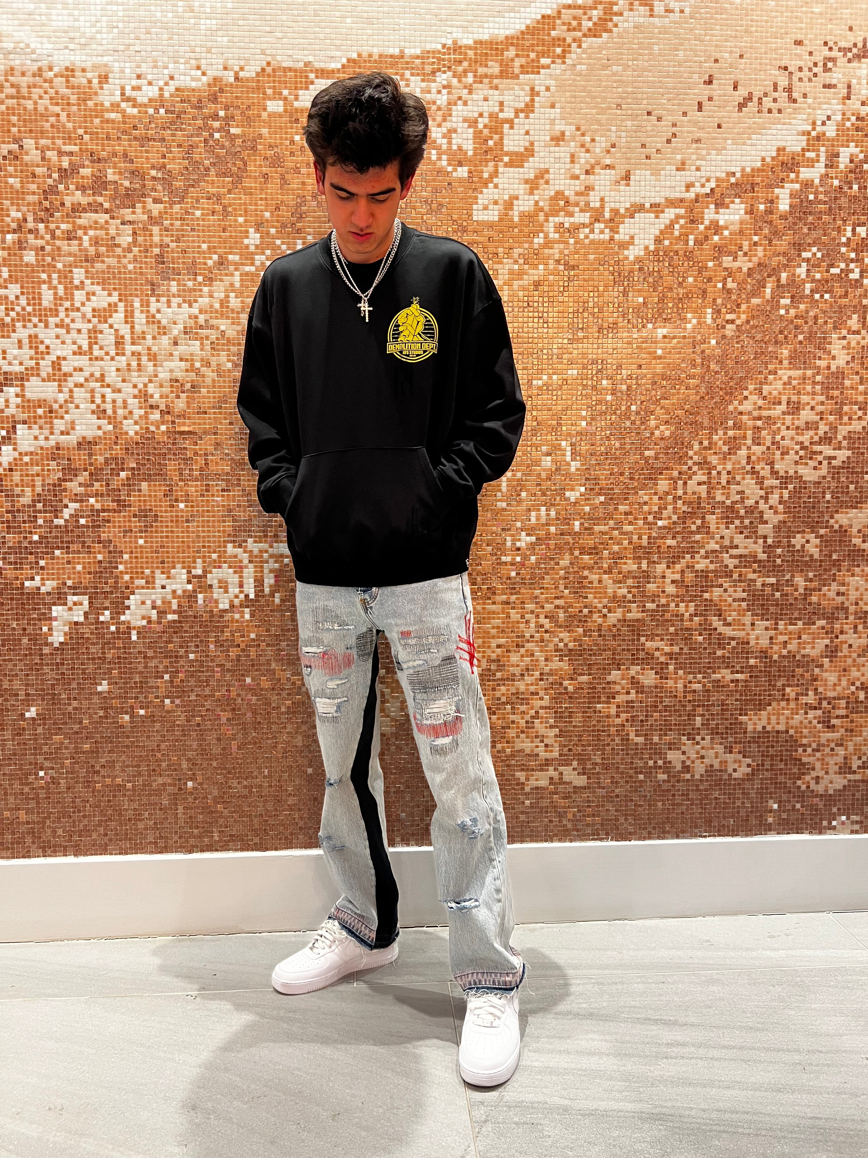 “DEMOLITION DEPT” DISTRESSED CREWNECK